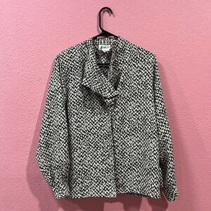 Vintage JOYCE Women’s Gray Blouse Size 8 Shoulder Pads Office Career Chic TC0704